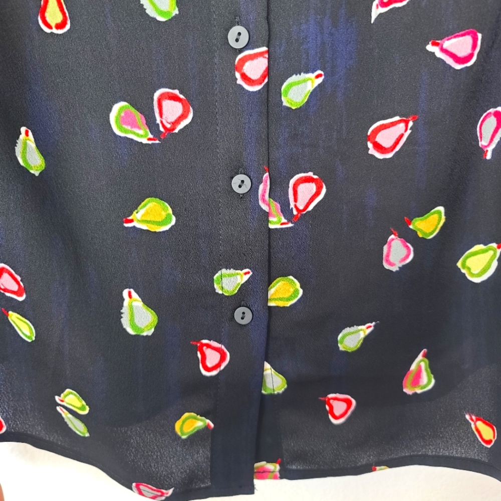 NIC+ZOE Plus Size Party Pears Printed Novelty Button Down Blouse Top - Picture 7 of 9